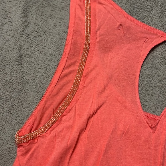 American Eagle Tank Top- Size Medium, Key Hold Back, Beaded Arm Holes, Coral - Picture 5 of 5